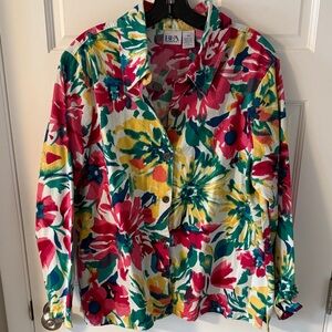 NWOT Vintage 90’s BFA Classics Watercolor Floral Print Cotton Canvas Jacket XL